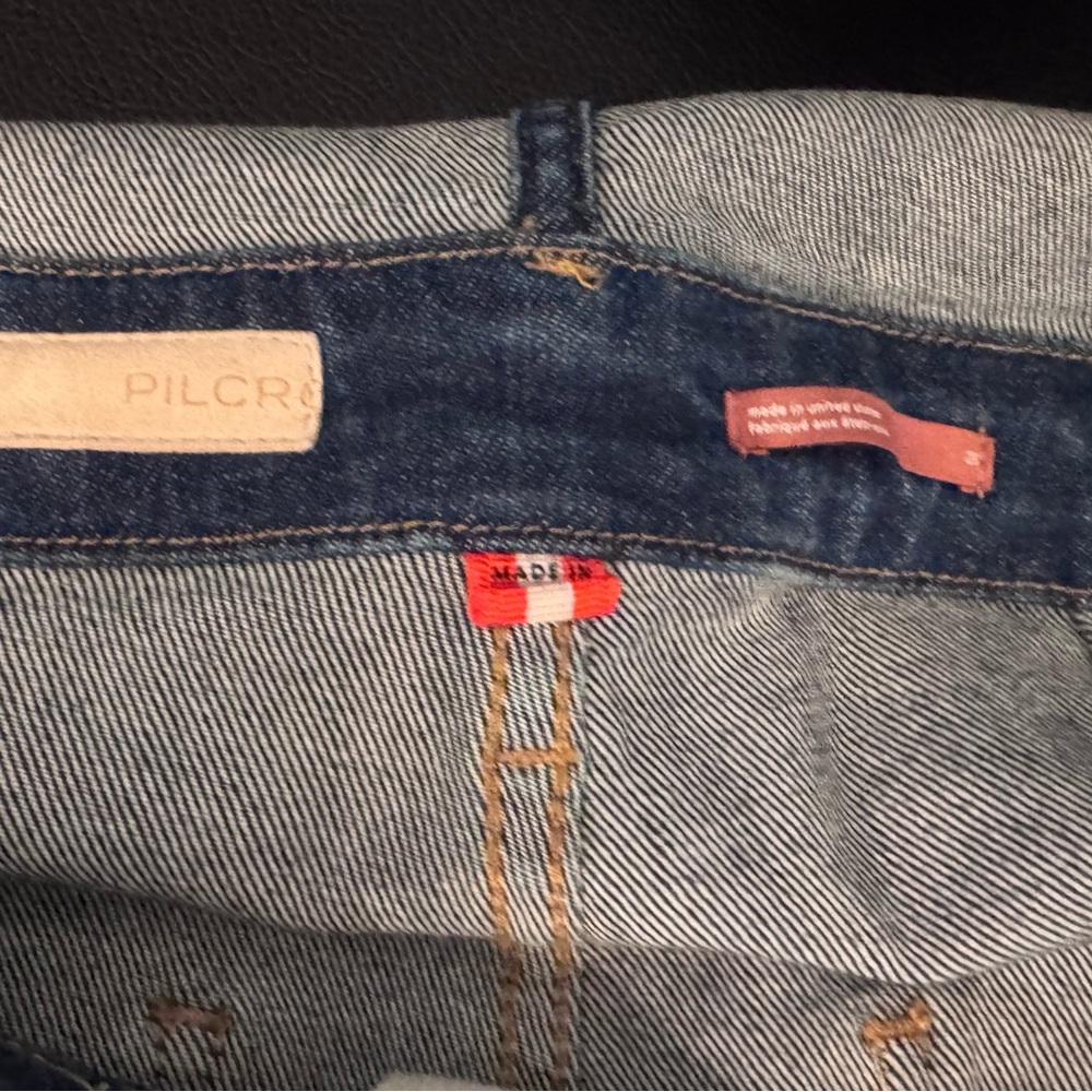 Pilcro Painters Blue Denim Cropped Overalls size 28 - Picture 3 of 10